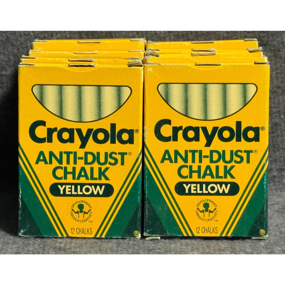 Crayola 1401 Yellow Anti-Dust Chalk – Vintage 1988 - 8 Unused Boxes – 96 Sticks - Picture 2 of 4